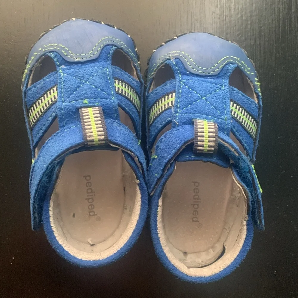 Pediped Gustan Blue Lime Baby Sandal 6-12 months - Picture 3 of 7